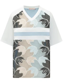 V-Neck T-Shirt with Graphic Panel