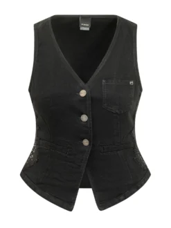 V Neck Vest with Pockets