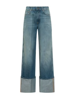 Wide Leg Jeans with Turn Up Hem