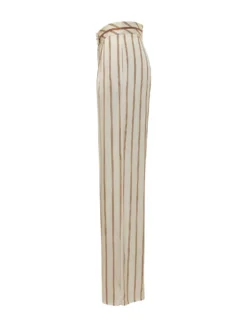 Wide leg striped trousers