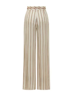 Wide leg striped trousers