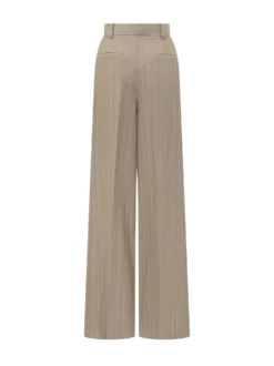 Wide leg striped trousers