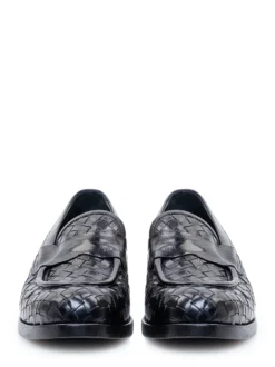 Woven Leather Loafers with Strap