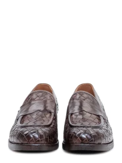 Woven Leather Loafers with Strap