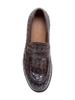 Woven Leather Loafers with Strap